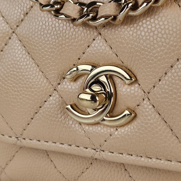 Chanel Nano Coco Top Handle Flap Bag Light Beige Caviar Gold Hardware 24K - Picture 6 of 11